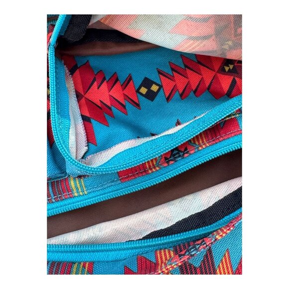 KAVU Original Rope Sling Bag Backpack Turquoise Green Aztec Southwestern Print - Picture 4 of 9